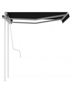 Tenda da Sole Retrattile Manuale con Pali 3x2,5 m Antracite