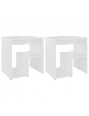 Comodini 2 pz Bianchi 40x30x40 cm in Legno Multistrato