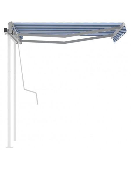 Tenda da Sole Retrattile Manuale con Pali 3x2,5 m Blu e Bianca