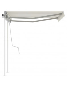 Tenda da Sole Retrattile Manuale con Pali 3x2,5 m Crema