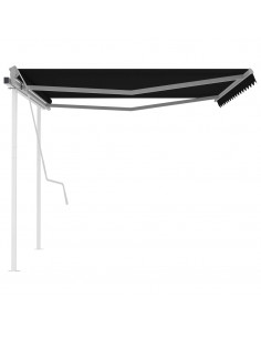 Tenda da Sole Retrattile Manuale con Pali 4x3 m Antracite
