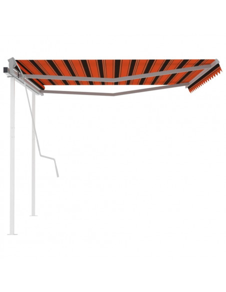 Tenda da Sole Retrattile Manuale con Pali 4x3m Arancio Marrone