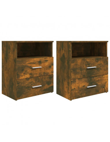 Comodini 2 pz Rovere Fumo 50x32x60 cm