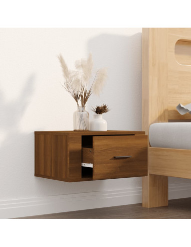 Comodino a Muro Rovere Marrone 50x36x25 cm