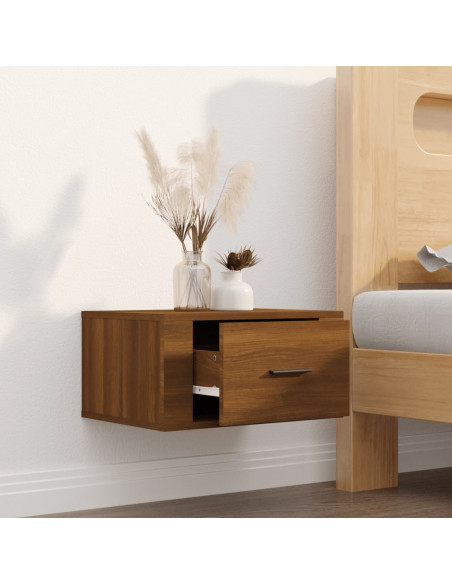 Comodino a Muro Rovere Marrone 50x36x25 cm