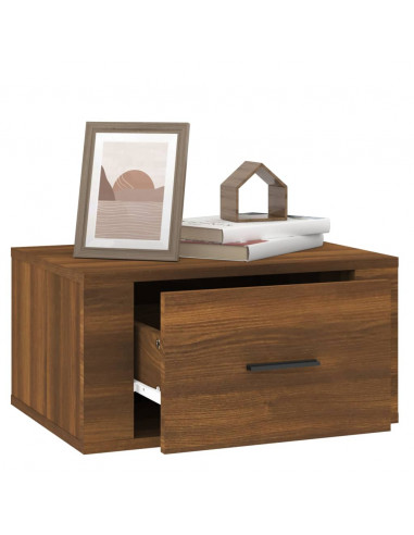 Comodino a Muro Rovere Marrone 50x36x25 cm