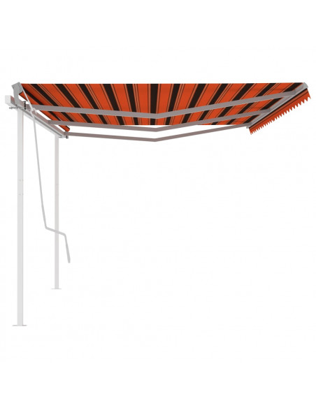 Tenda da Sole Retrattile Manuale con Pali 6x3 m Arancio Marrone
