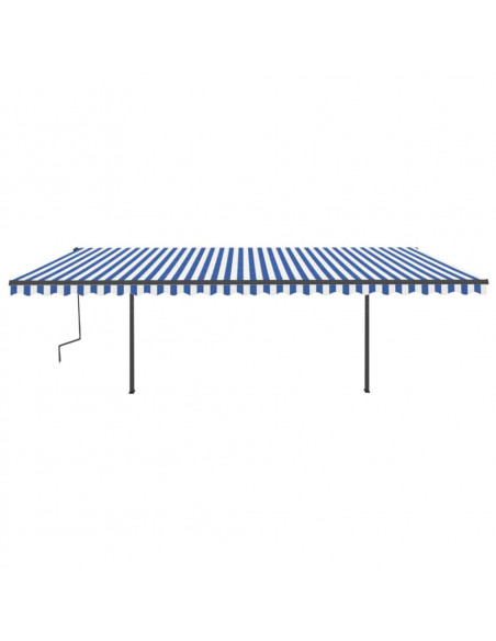 Tenda da Sole Retrattile Manuale con Pali 6x3 m Blu e Bianco
