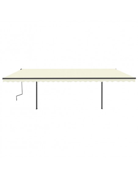 Tenda da Sole Retrattile Manuale con Pali 6x3 m Crema