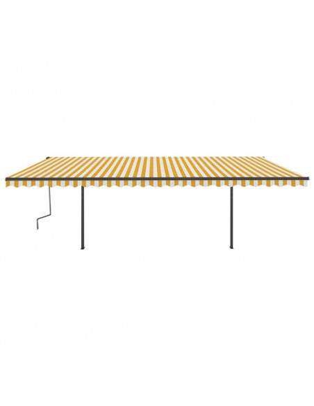 Tenda da Sole Retrattile Manuale con Pali 6x3 m Gialla Bianca