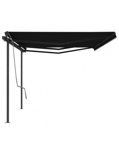 Tenda da Sole Retrattile Manuale con Pali 6x3,5 m Antracite