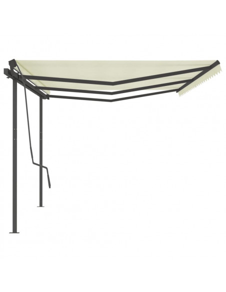 Tenda da Sole Retrattile Manuale con Pali 6x3,5 m Crema