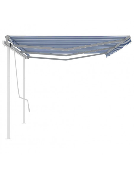 Tenda da Sole Retrattile Manuale con Pali 6x3m Blu e Bianca