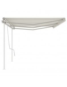 Tenda da Sole Retrattile Manuale con Pali 6x3m Crema