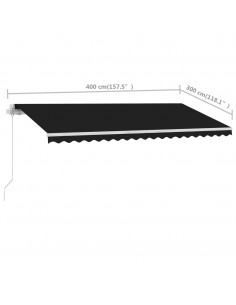 Tenda da Sole Retrattile Manuale con Palo 400x300 cm Antracite