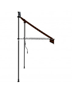 Tenda da Sole Retrattile Manuale LED 200 cm Arancione e Marrone