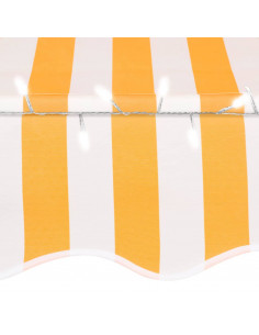 Tenda da Sole Retrattile Manuale LED 200 cm Bianca e Arancione