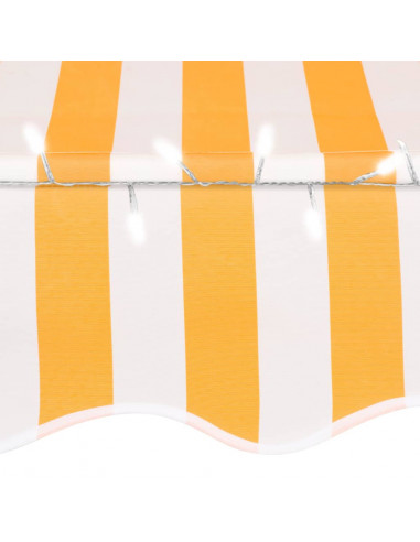 Tenda da Sole Retrattile Manuale LED 200 cm Bianca e Arancione