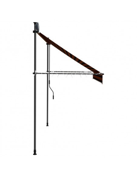 Tenda da Sole Retrattile Manuale LED 250 cm Arancione e Marrone