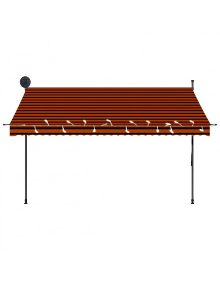 Tenda da Sole Retrattile Manuale LED 300 cm Arancione e Marrone