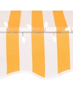 Tenda da Sole Retrattile Manuale LED 300 cm Bianca e Arancione