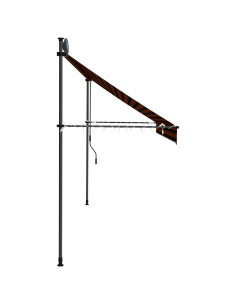 Tenda da Sole Retrattile Manuale LED 350 cm Arancione e Marrone