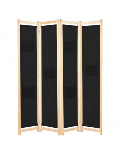 Divisorio a 4 Pannelli Nero 160x170x4 cm in Tessuto 2