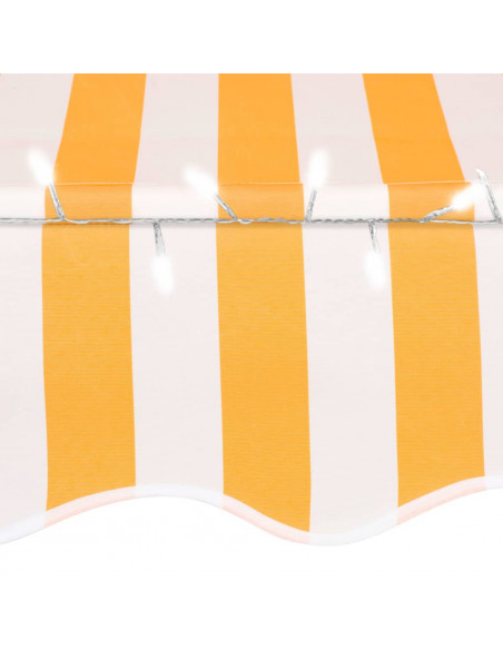 Tenda da Sole Retrattile Manuale LED 350 cm Bianca e Arancione
