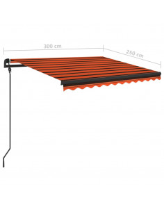 Tenda da Sole Retrattile Manuale LED 3x2,5cm Arancio Marrone