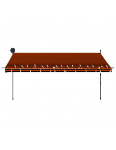 Tenda da Sole Retrattile Manuale LED 400 cm Arancione e Marrone