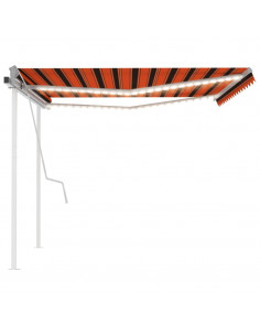 Tenda da Sole Retrattile Manuale LED 4x3 m Arancione Marrone