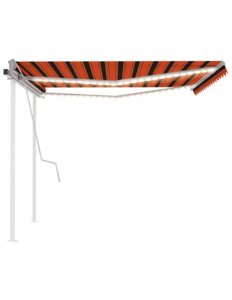 Tenda da Sole Retrattile Manuale LED 4x3 m Arancione Marrone