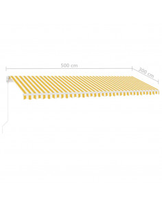 Tenda da Sole Retrattile Manuale LED 500x300 cm Gialla Bianca