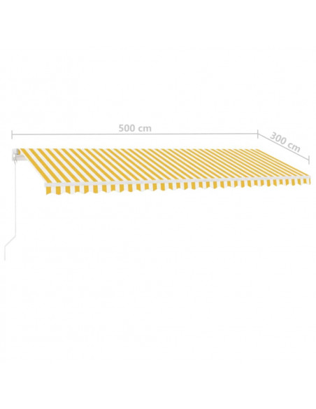 Tenda da Sole Retrattile Manuale LED 500x300 cm Gialla Bianca