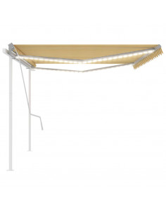Tenda da Sole Retrattile Manuale LED 5x3 m Gialla Bianca