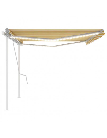 Tenda da Sole Retrattile Manuale LED 5x3 m Gialla Bianca