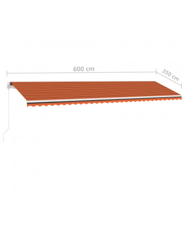 Tenda da Sole Retrattile Manuale LED 600x350 cm Arancio Marrone