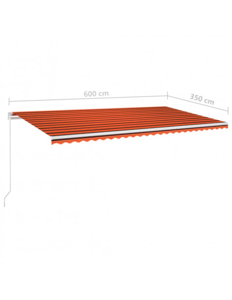 Tenda da Sole Retrattile Manuale LED 600x350 cm Arancio Marrone