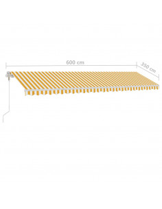 Tenda da Sole Retrattile Manuale LED 600x350 cm Giallo Bianco