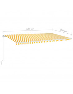 Tenda da Sole Retrattile Manuale LED 600x350 cm Giallo Bianco
