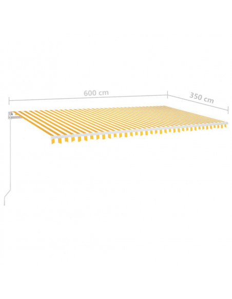 Tenda da Sole Retrattile Manuale LED 600x350 cm Giallo Bianco
