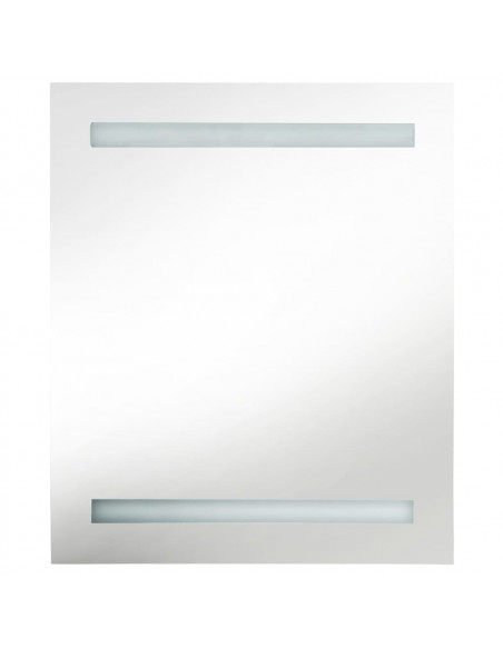 Armadietto Bagno con Specchio e LED Bianco e Rovere 50x14x60 cm