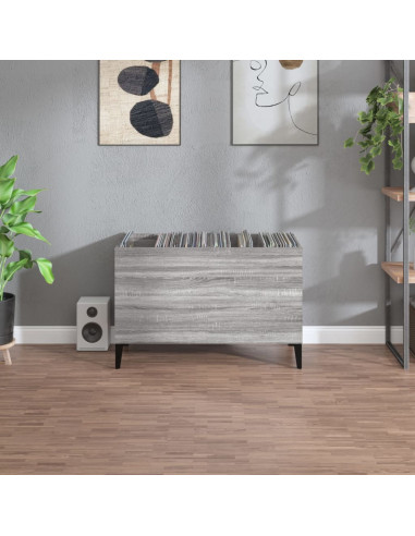 Mobile Porta Dischi Grigio Sonoma 74,5x38x48 Legno Multistrato