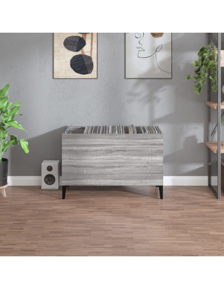 Mobile Porta Dischi Grigio Sonoma 74,5x38x48 Legno Multistrato