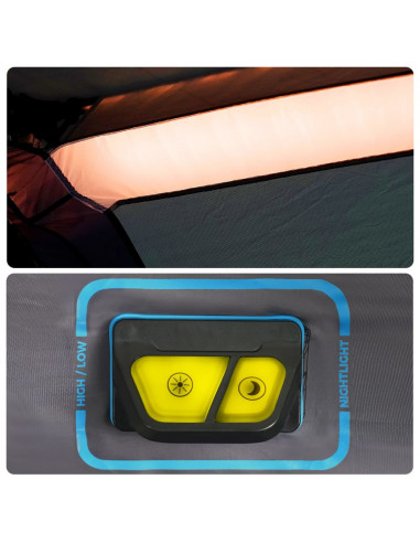 Tenda Famiglia con LED 9 Persone Blu Chiaro a Rilascio Rapido