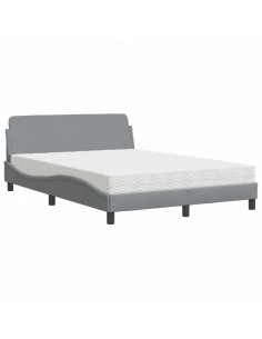 Letto con Materasso Grigio Chiaro 140x190cm Tessuto 2