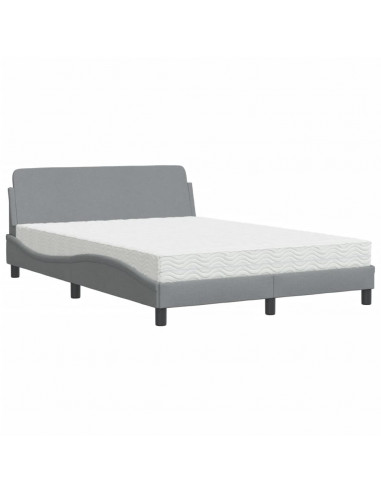Letto con Materasso Grigio Chiaro 140x190cm Tessuto