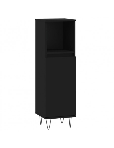 Set Mobili da Bagno 3 pz Nero in Legno Multistrato