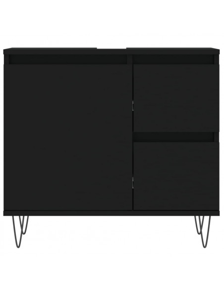 Set Mobili da Bagno 3 pz Nero in Legno Multistrato