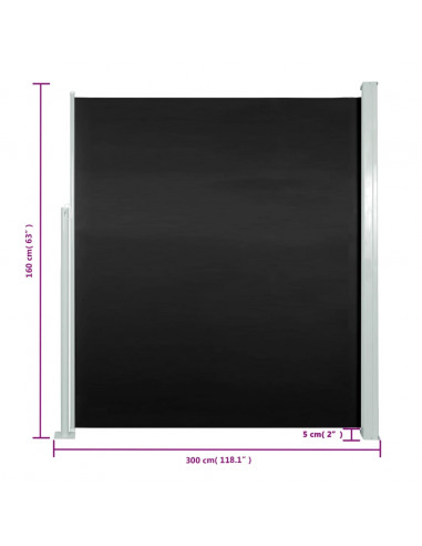 Tenda Laterale Retrattile per Patio 160x300 cm Nera